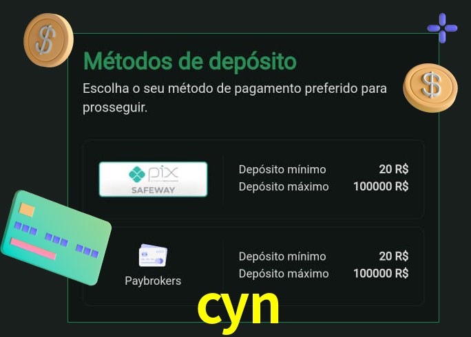 O cassino cyn oferece uma grande variedade de métodos de pagamento